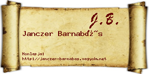 Janczer Barnabás névjegykártya